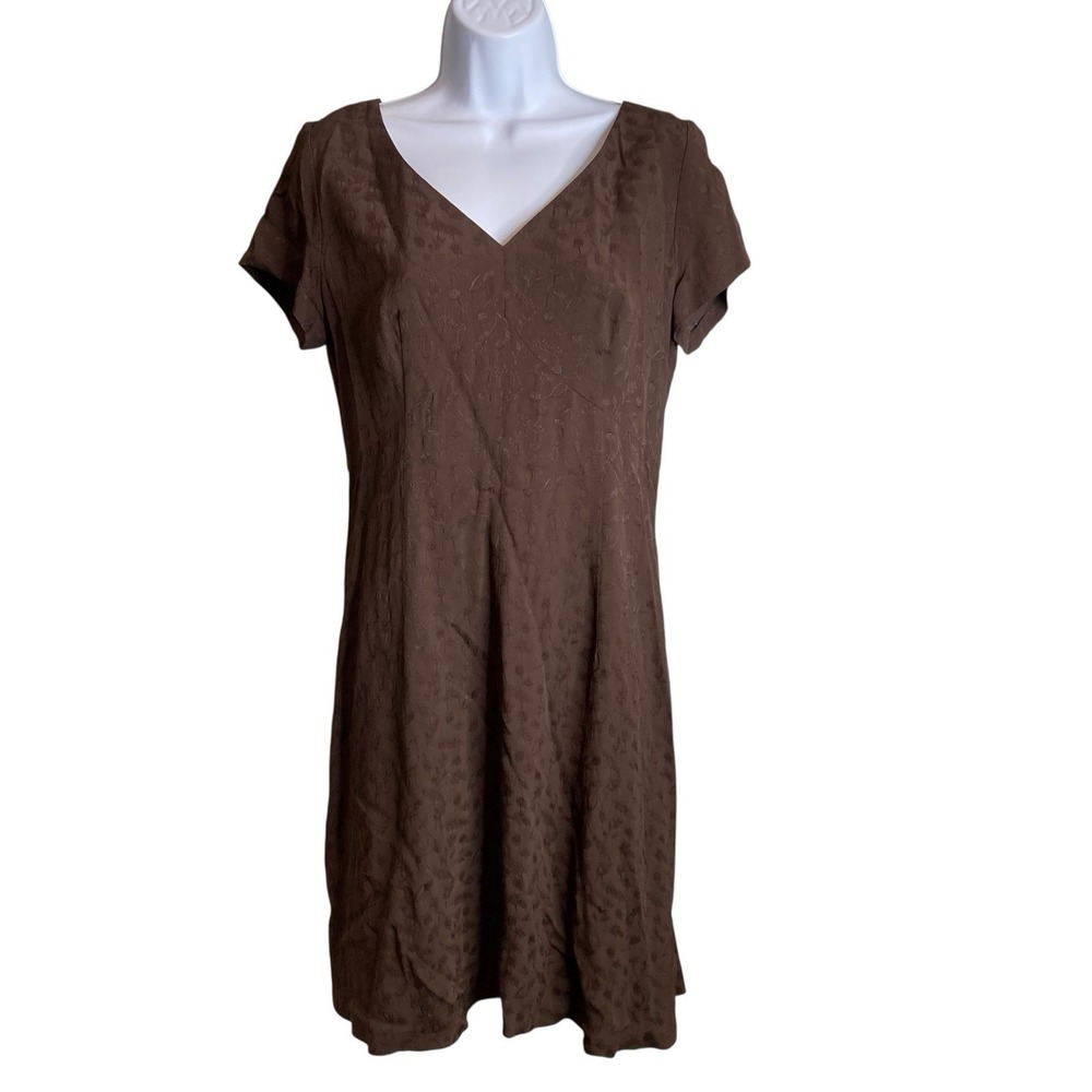 VTG Y2K Country Road Australia Brown V Neck Sheath Dress 10 Classic Career‎ Chic